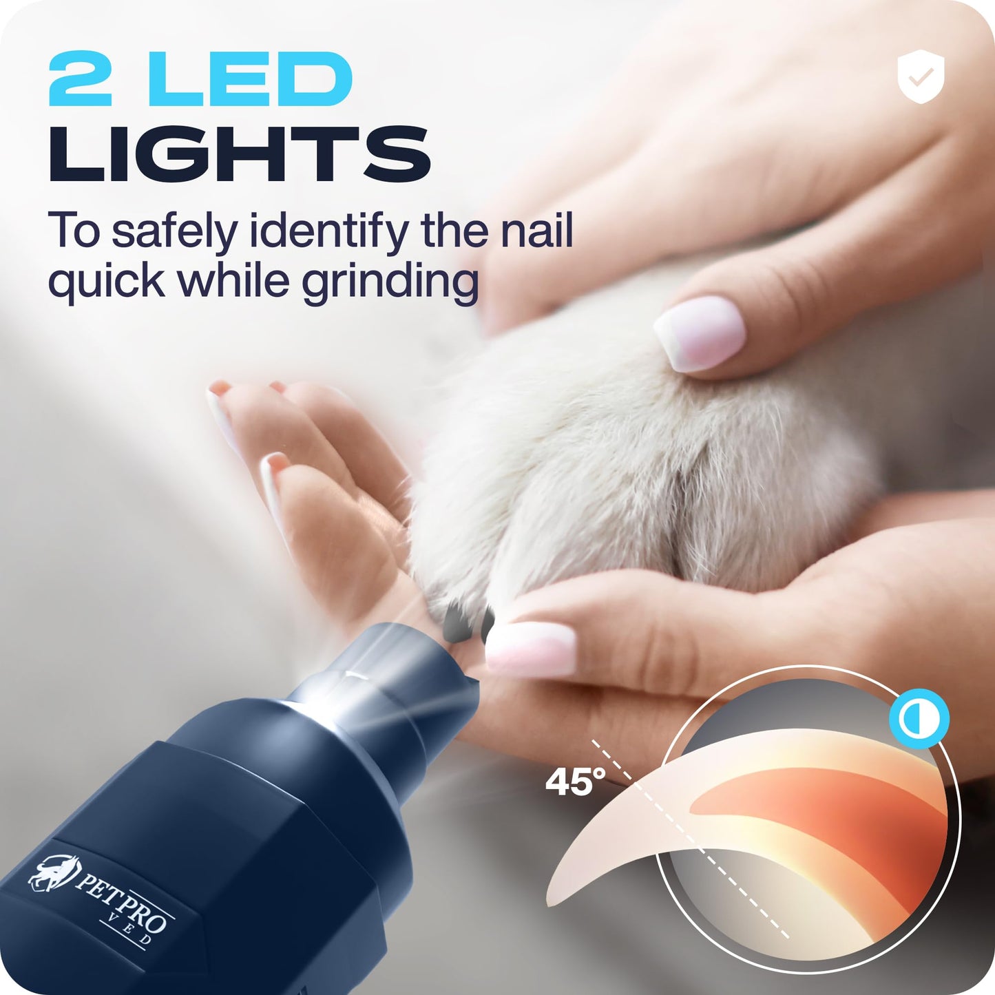PETPROVED Dog Nail Grinders Silent Dog Claw Grinder Dog Nail Grinder for Dogs Claws Safe Dog Nail Trimmer Electric Pet Nail Grinder for Dogs Nail File