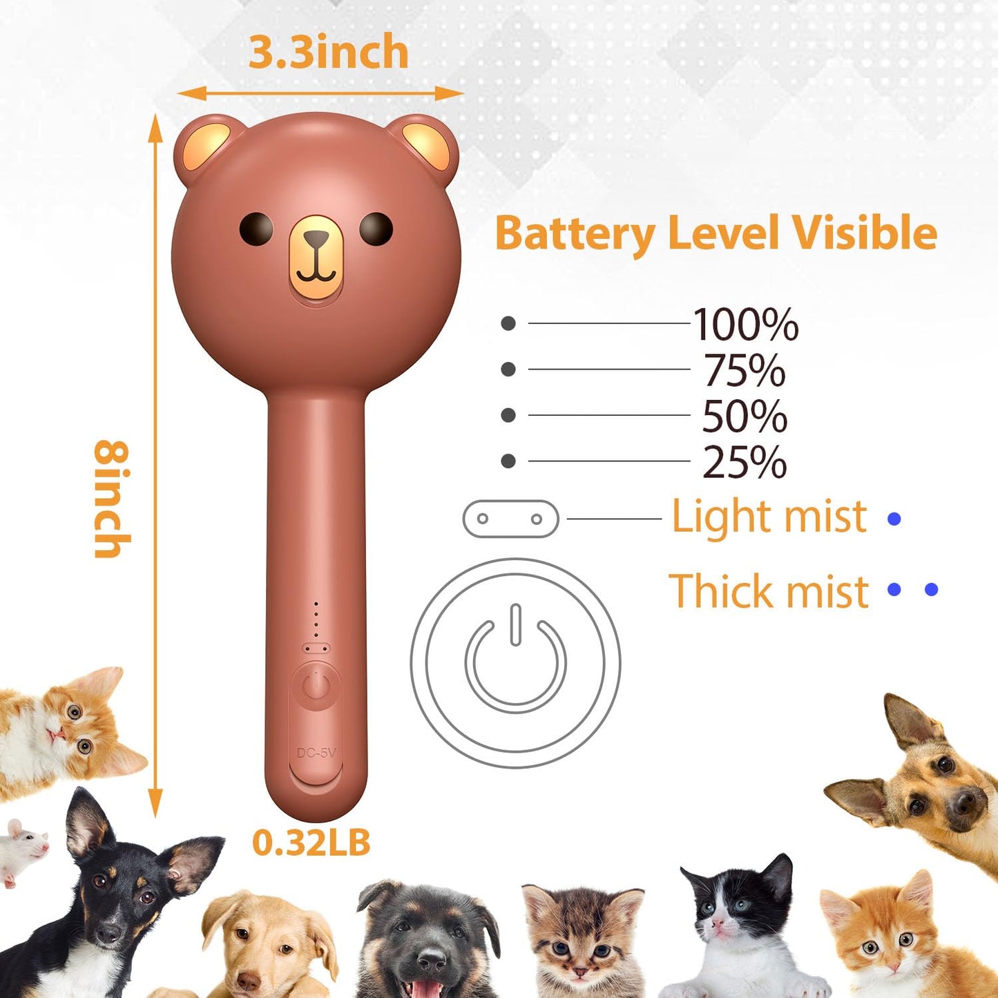 Cat Steam Brush with Release Button, Rechargeable Pet Steam Brush for Long Short Hair Cats Dogs Rabbits, Self Cleaning Slicker Steamy Cat Comb With Water Tank for Pet Shedding Grooming