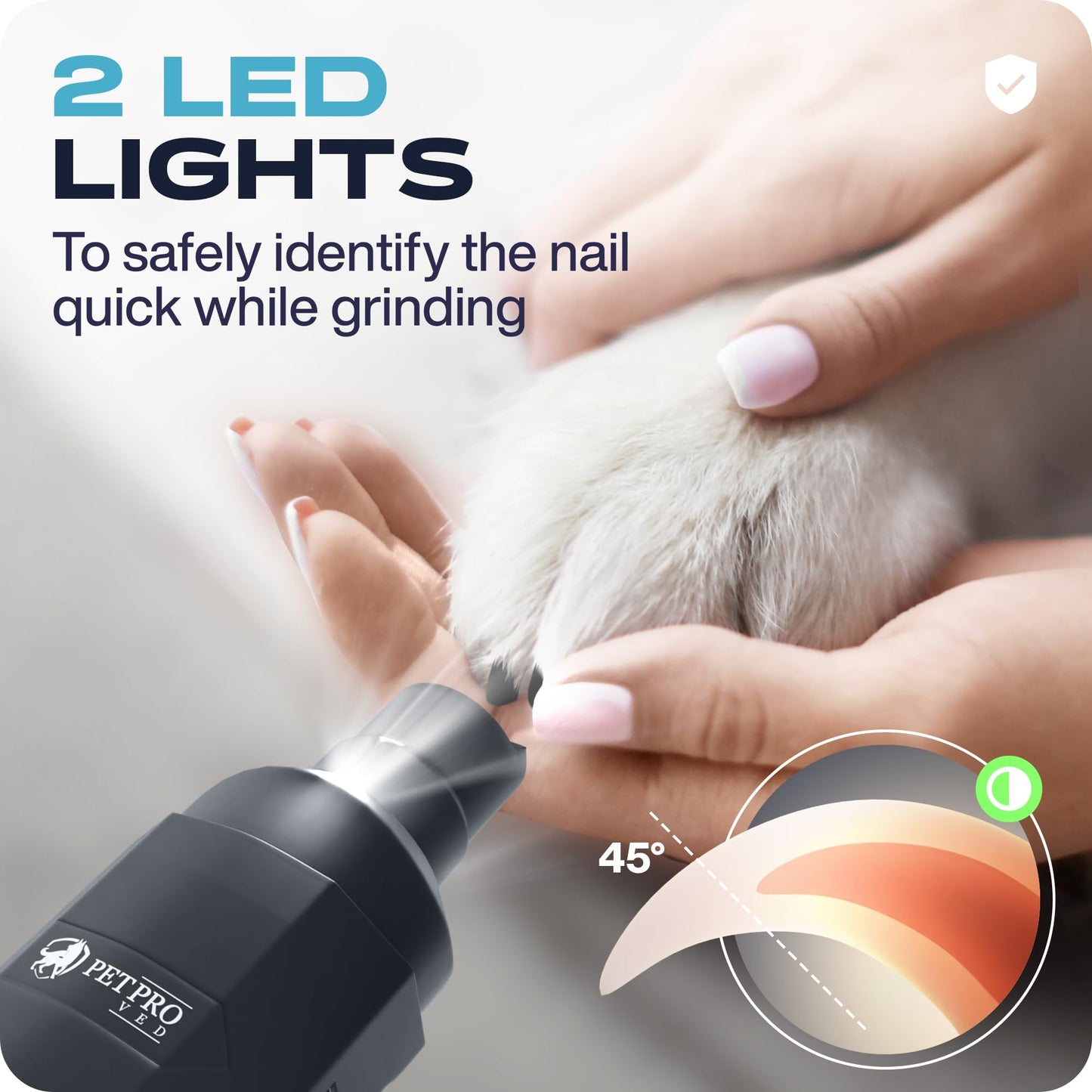 PETPROVED Dog Nail Grinders Silent Dog Claw Grinder Dog Nail Grinder for Dogs Claws Safe Dog Nail Trimmer Electric Pet Nail Grinder for Dogs Nail File