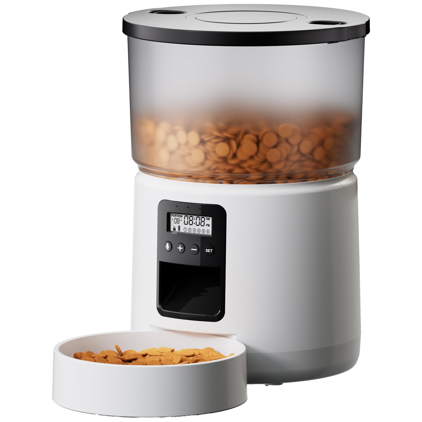 Automatic Cat Feeder Dry Food: Cat Feeder with Timer - Pet Food Dispenser Button Control 1-6 Meals - 3L Auto Dog Bowl with Customize Feeding Schedule - 10s Voice Recorder - Contains Desiccant