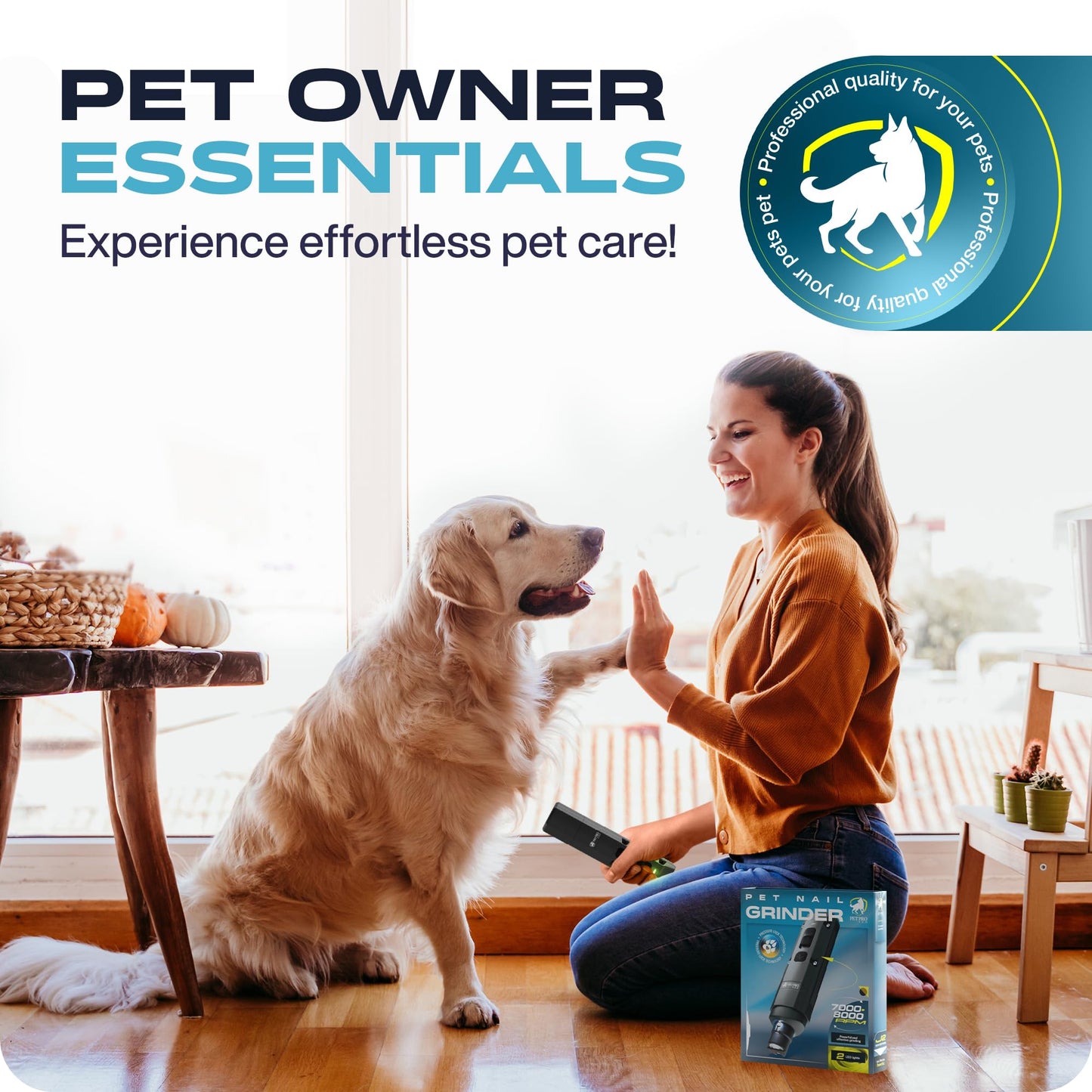 PETPROVED Dog Nail Grinders Silent Dog Claw Grinder Dog Nail Grinder for Dogs Claws Safe Dog Nail Trimmer Electric Pet Nail Grinder for Dogs Nail File