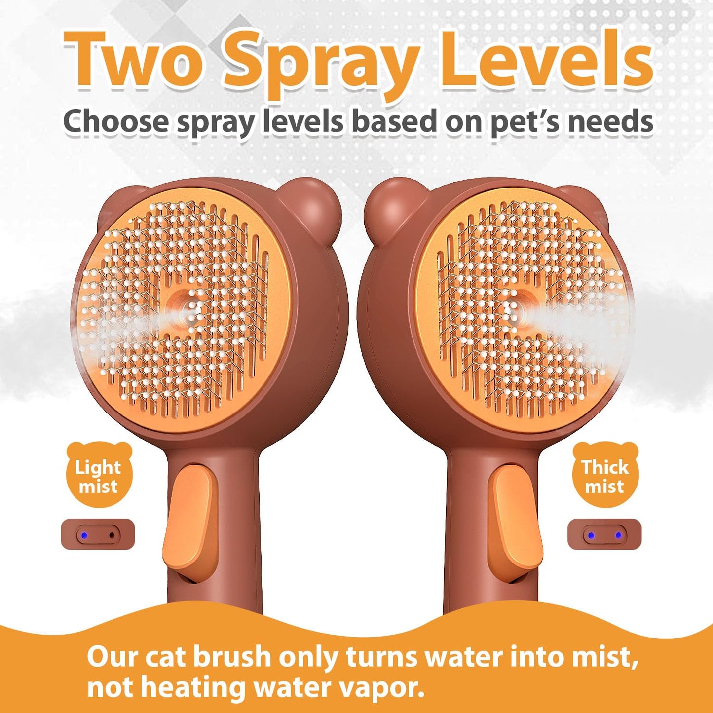 Cat Steam Brush with Release Button, Rechargeable Pet Steam Brush for Long Short Hair Cats Dogs Rabbits, Self Cleaning Slicker Steamy Cat Comb With Water Tank for Pet Shedding Grooming