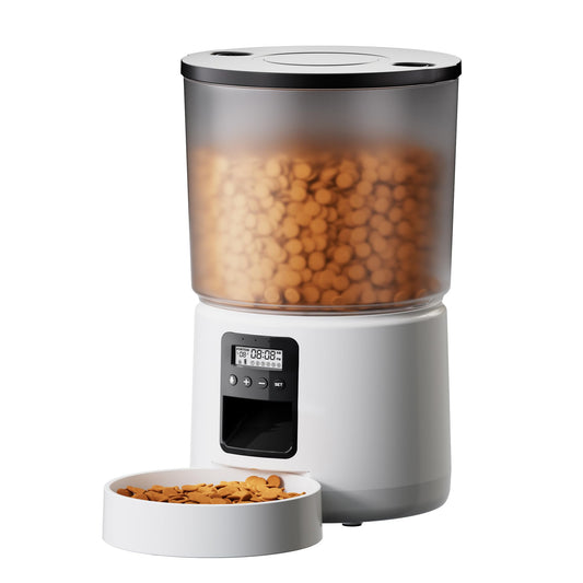 Automatic Cat Feeder Dry Food: Cat Feeder with Timer - Pet Food Dispenser Button Control 1-6 Meals - 3L Auto Dog Bowl with Customize Feeding Schedule - 10s Voice Recorder - Contains Desiccant