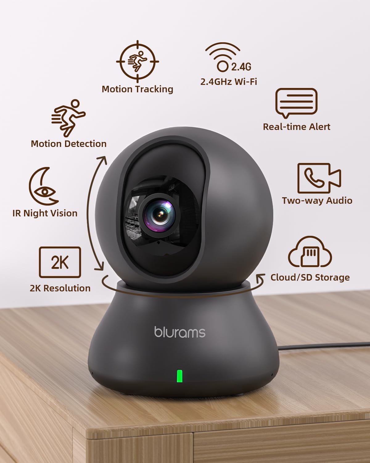 blurams Pet Camera 2K, Indoor Cameras, Dog Camera, 360° Home Security Cameras, Color Night Vision, Motion Tracking, 2-Way Talk, Cloud&SD, APP Control, Works with Alexa