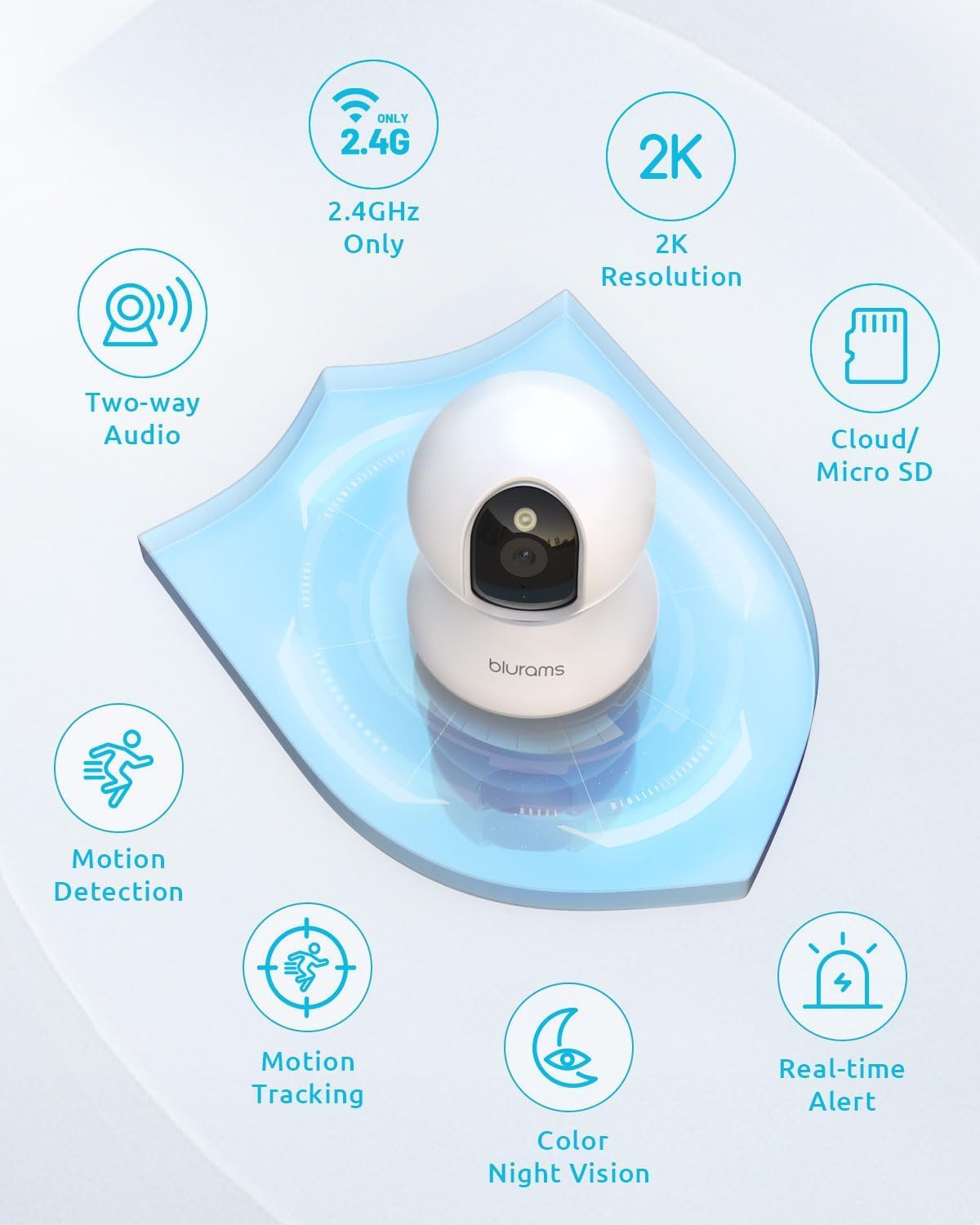 blurams Pet Camera 2K, Indoor Cameras, Dog Camera, 360° Home Security Cameras, Color Night Vision, Motion Tracking, 2-Way Talk, Cloud&SD, APP Control, Works with Alexa