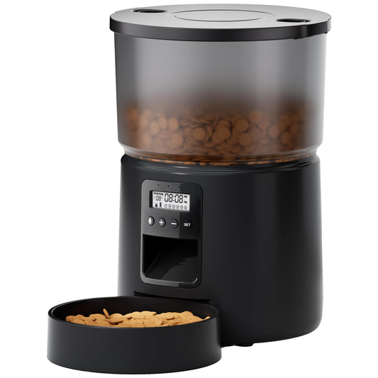 Automatic Cat Feeder Dry Food: Cat Feeder with Timer - Pet Food Dispenser Button Control 1-6 Meals - 3L Auto Dog Bowl with Customize Feeding Schedule - 10s Voice Recorder - Contains Desiccant