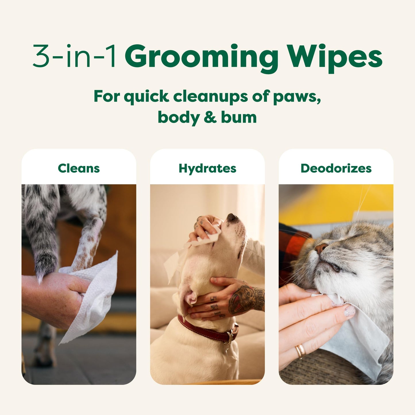 Earth Rated Dog Wipes, Hypoallergenic, Cleaning and Hydrating, for Grooming Paws, Body and Bums, Lavender Scented, 100 Count