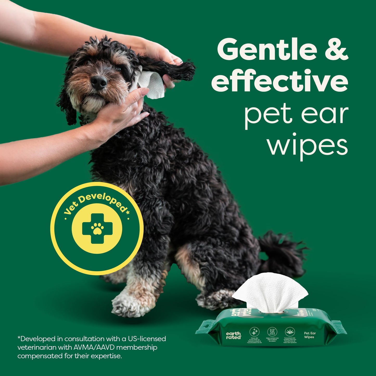 Earth Rated Dog Wipes, Hypoallergenic, Cleaning and Hydrating, for Grooming Paws, Body and Bums, Lavender Scented, 100 Count