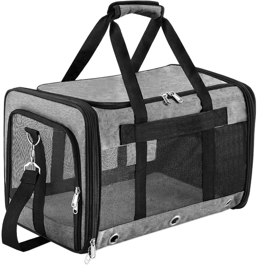 Dycietx Soft Sided Foldable Cat/Dog/Pet/Puppy Carrier Bag, Portable Pets Travel Carriers For Cats/Dogs With Shoulder Strap & Removable Mat, Durable Cat Basket of 17 lbs Airline Approved(Black, M)