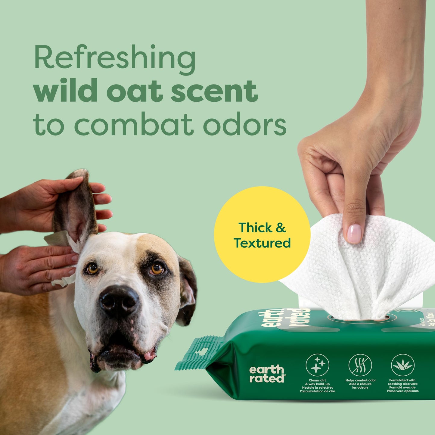 Earth Rated Dog Wipes, Hypoallergenic, Cleaning and Hydrating, for Grooming Paws, Body and Bums, Lavender Scented, 100 Count