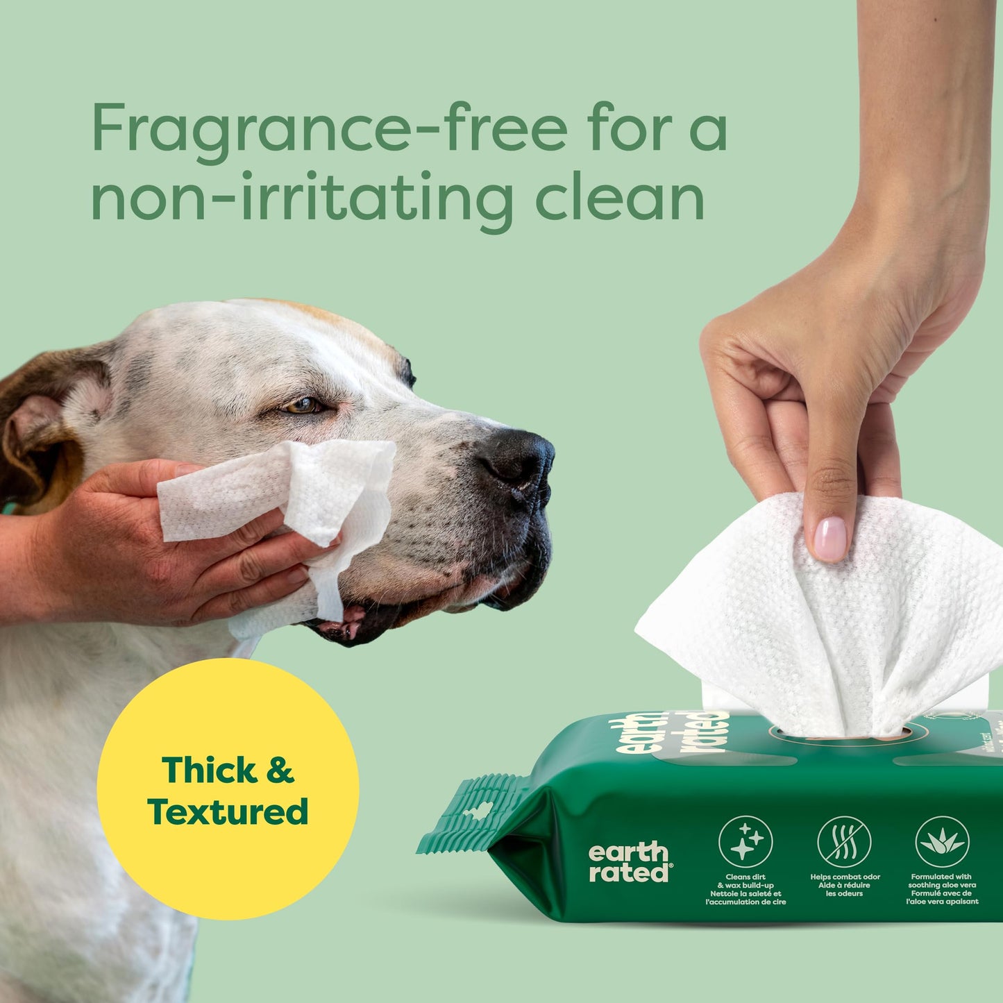 Earth Rated Dog Wipes, Hypoallergenic, Cleaning and Hydrating, for Grooming Paws, Body and Bums, Lavender Scented, 100 Count