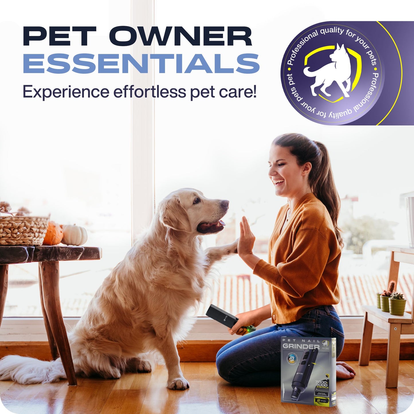 PETPROVED Dog Nail Grinders Silent Dog Claw Grinder Dog Nail Grinder for Dogs Claws Safe Dog Nail Trimmer Electric Pet Nail Grinder for Dogs Nail File