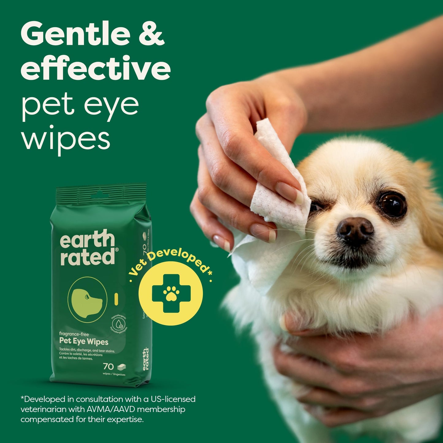 Earth Rated Dog Wipes, Hypoallergenic, Cleaning and Hydrating, for Grooming Paws, Body and Bums, Lavender Scented, 100 Count