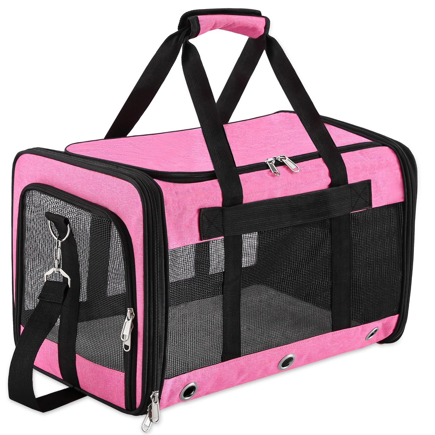 Dycietx Soft Sided Foldable Cat/Dog/Pet/Puppy Carrier Bag, Portable Pets Travel Carriers For Cats/Dogs With Shoulder Strap & Removable Mat, Durable Cat Basket of 17 lbs Airline Approved(Black, M)